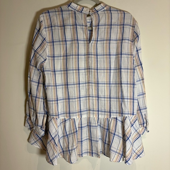 Anthropologie Maeve Sava Swing Top Plaid Neutral Motif Size 12 - Picture 7 of 10